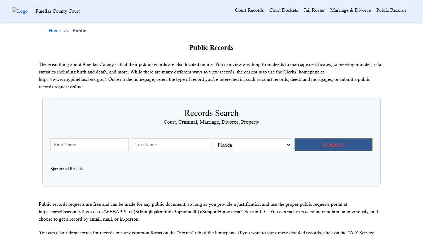 Public Records Pinellas County Court