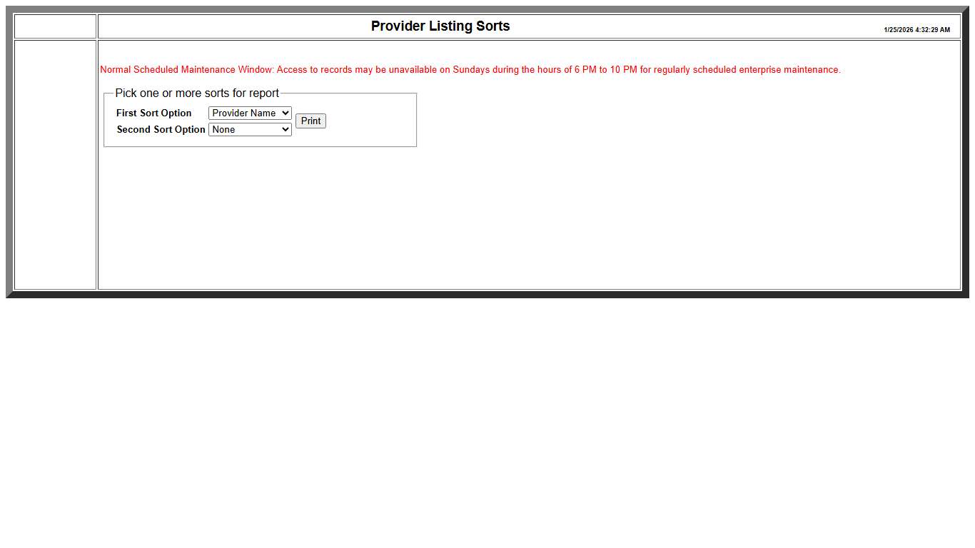 Provider Listing Sorts