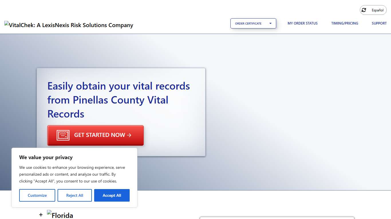 Pinellas County Vital Records (FL) Order Certificates - VitalChek